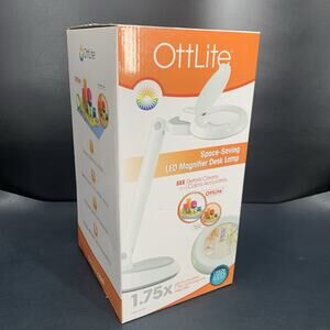 OttLite G97WGC-FFP Space Saving LED Magnifier White Desk Lamp, NIB.